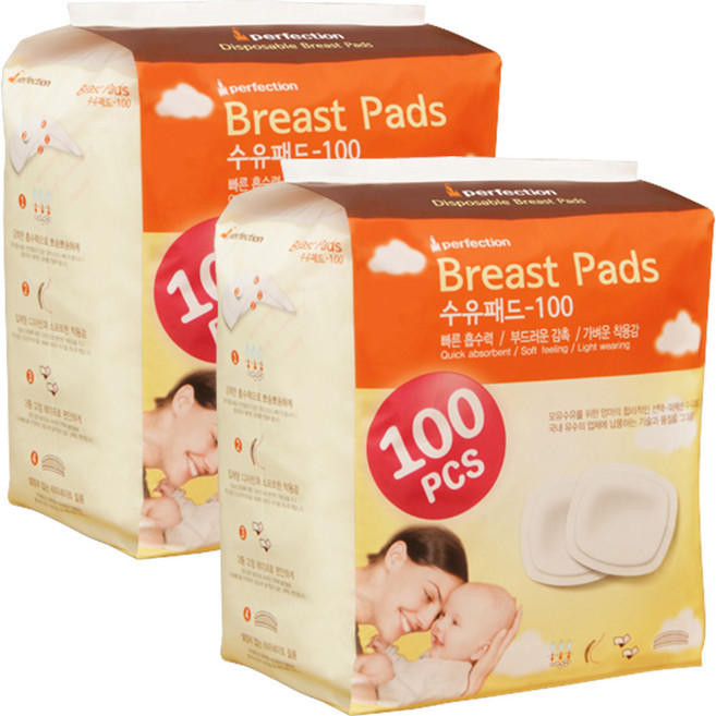 퍼펙션 부드러운 수유패드 빠른흡수, 100개입, 2개