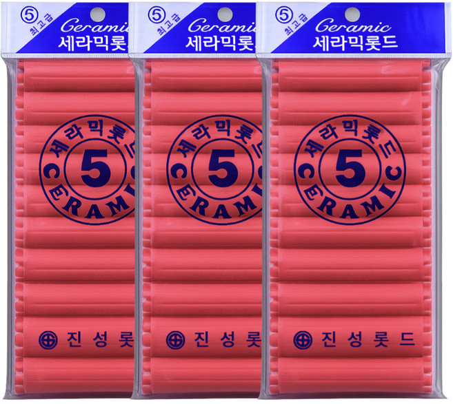 오라이브 진성 셀프파마 세라믹 헤어 롯드 5호, 3개, 빨강