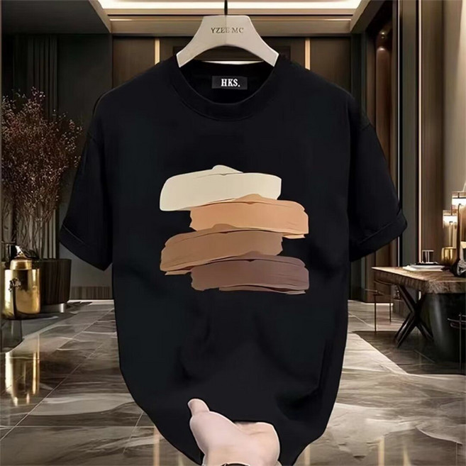 AOKADA 남자반팔티 오버핏반팔티 시원한 여름 냉감 라운드넥 프린트 반팔 티셔츠