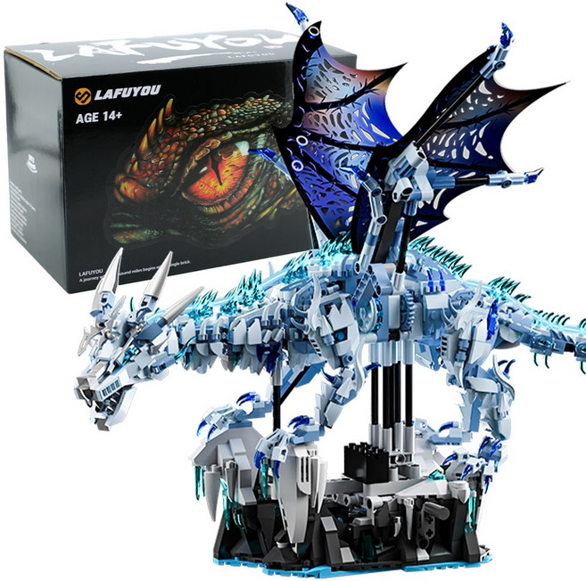 라푸유 아이스 드래곤 MOC블록 LED불빛 블럭세트 움직일 수 있는 피규어 호환블록 1646피스, 1개, 오리지널+파워세트