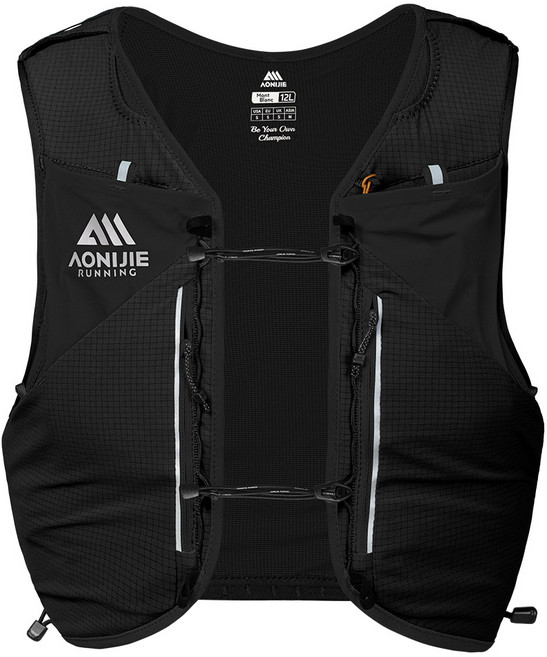 오니지 트레일러닝 조끼 등산 트레킹 경량 백팩 12L 배낭 엘리트 V012, L, 블랙