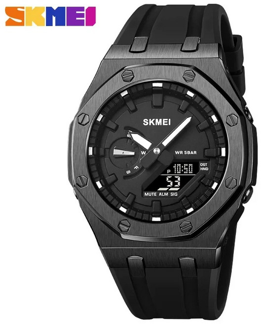 SKMEI 2243 남자 시계 학생 전자 시계 다기능 스포츠 방수 야간 발광 전자 시계, 04 브라운