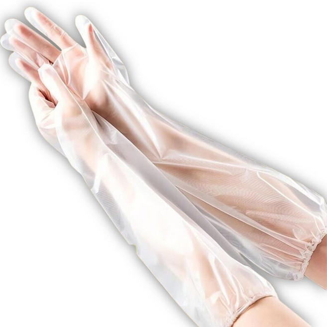 손목 긴 일회용 다용도 만능 고탄력 비닐 장갑, 1개, 20개입