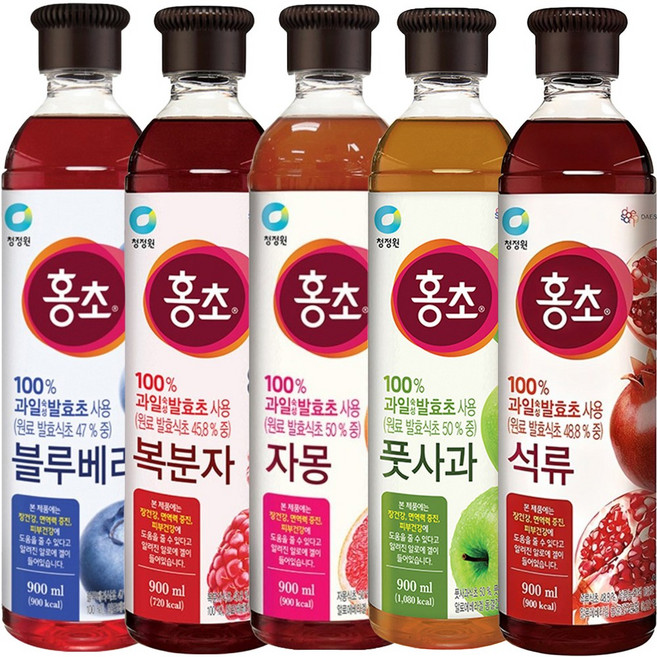 청정원 홍초 블루베리 + 복분자 + 자몽 + 풋사과 + 석류, 1세트, 4.5L