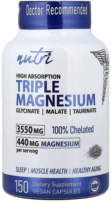 뉴트리 Nutri 트리플 마그네슘 높은 흡수율 베지 캡슐 150정126641원산지:기타, Nutri, 트리플 마그네슘, 높은 흡수율, 베지 캡슐, 1개 - 쿠팡