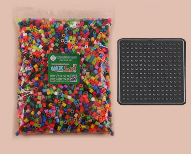 컬러비즈 펄러비즈 리필 5mm/50g 부자재 패키지 완벽구성, [선택6]02-혼합23색_230g+모양판1(소)