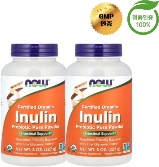 1+1 나우 푸드 유기농 인증 이눌린 프리바이오틱 순수 분말 227g, 2개 - 쿠팡