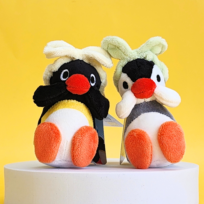 BSC 핑구 헤어밴드 인형 키링 굿즈 세트 키홀더 펭귄키링 가방고리, 1개, 핑구+핑가 헤어밴드키링, 10cm