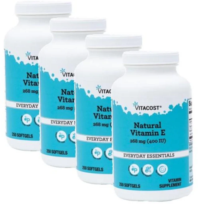 비타코스트 내추럴 비타민E 400IU Vitacost Natural Vitamin E, 4개, 250정 - 쿠팡