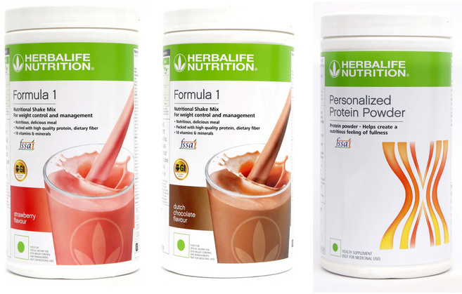 허벌라이프 포뮬라 1 쉐이크 믹스 (500g) - 딸기 맛 쉐이크 믹스 (500g) - 더치 초콜릿 맛 + 퍼스널라이즈드 단백질 파우더 (200g), 2개입, 1개