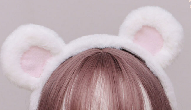 16021220 아기곰머리띠 파티 촬영 소품 헤어밴드 틱톡 셀카 할로원 코스프레 귀여운 안아픈, 화이트