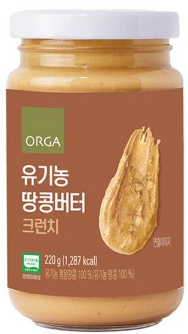 올가 NEW유기농 땅콩버터 크런치, 220g, 9개