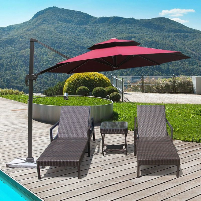 접이식 라탄썬베드 선배드, 1개, 리클라이너 2개 로만 3m 포함