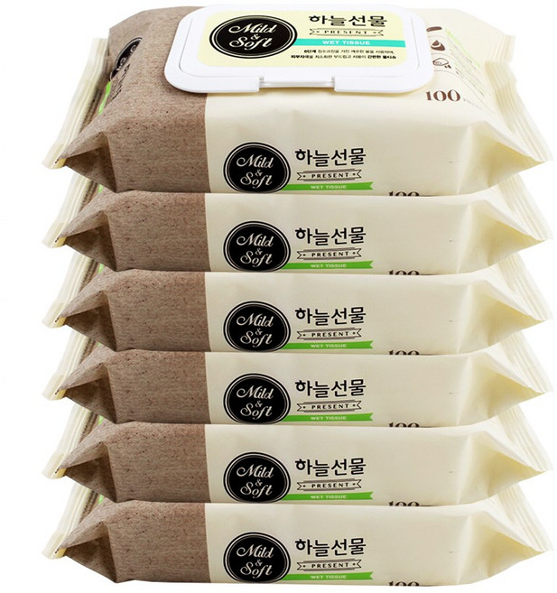 물티슈 100매 캡형 6개 다용도 가정 학교 유치원 어린이집 휴대용 준비물 필수품