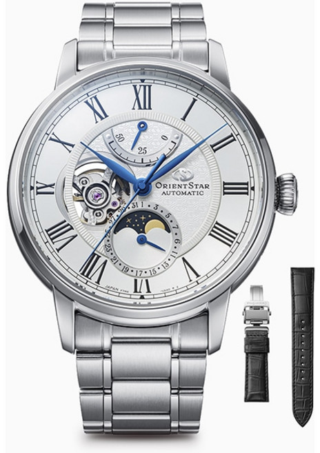 오리엔트 스타 Orient Star 클래식 M45F7 메카니컬 문 페이즈 맨즈 메탈 RK-BT0001S