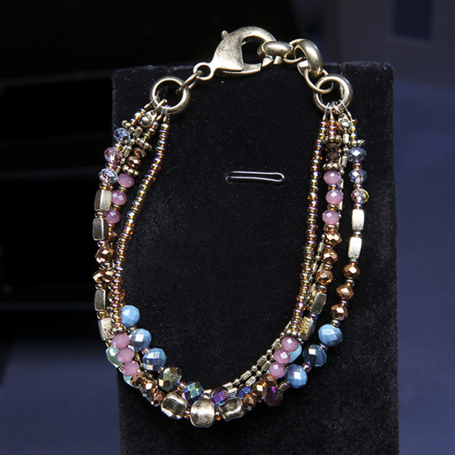 러브심플 핸드메이드 비즈 수정 레이어드 팔찌 YX1167