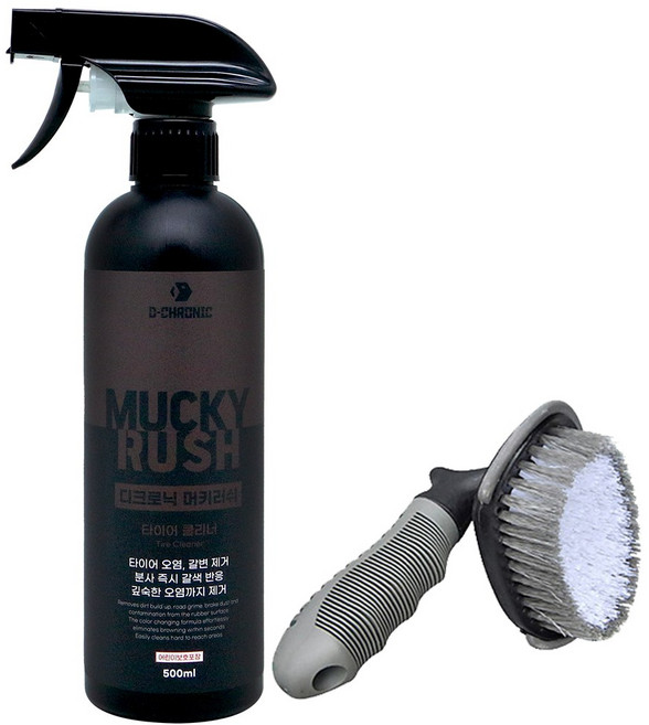 디크로닉 머키러쉬 500ml 휠앤타이어 클리너 갈변 제거제 분진 제거 세정제 브러쉬, A-1 머키러쉬 500 + 타이어브러쉬, 1개