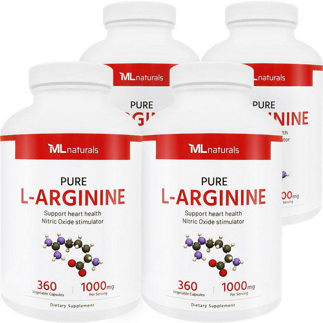 마이라이프 내추럴스 엘-아르기닌 1000 mg 360 베지캡슐 4병, 360정, 4개