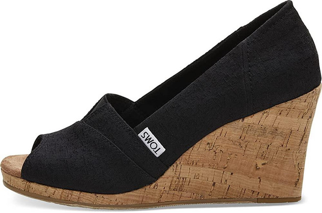 TOMS 여성용 클래식 에스파드리유 웨지 샌들 천연 크로스해치 자카드. 6.5