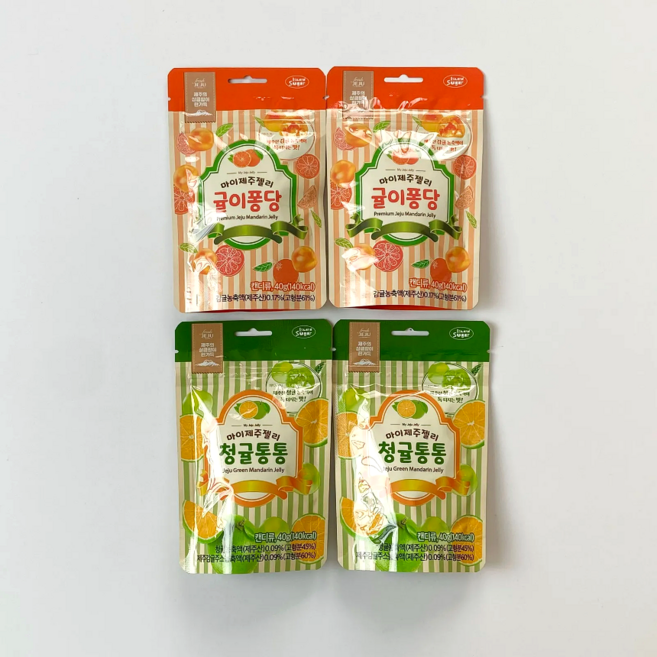 (4봉) 마이제주젤리 귤이퐁당 & 청귤통통 40g (각2봉씩) 총4봉