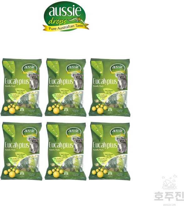 [오지 드롭스] 호주 Aussie Drops 유칼립투스 사탕 캔디, 150g, 6개 - 쿠팡