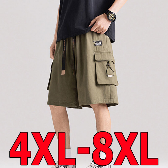 빅사이즈 남자 여름 카고 밴딩 반바지 고탄력 빅사이즈 남성 트레이닝바지 반바지 작업복 여름 건빵바지