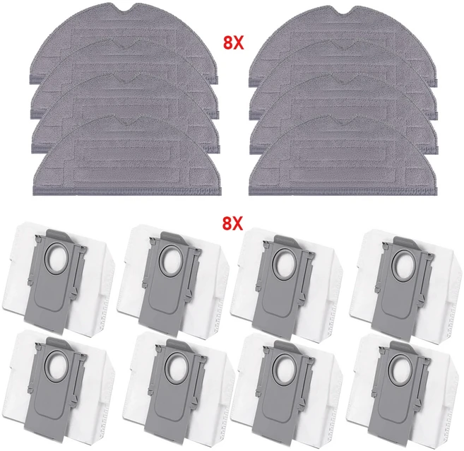 Roborock S8 S8+S8 Pro UltraG20 로봇 진공 청소기 액세서리용 먼지 봉투 천 일회용 가방 패드 부품, 14 16PCS Set