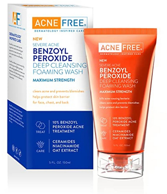 여드름 없는 심한 10 벤조일 퍼옥사이드 포밍 클렌징 워시 투명 5 oz, 1개