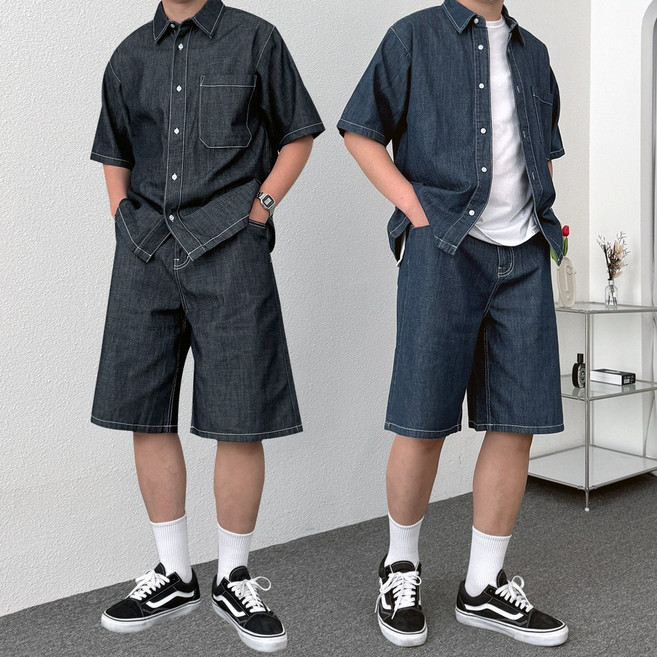 남자청청세트 여름데님세트 생지데님셋업