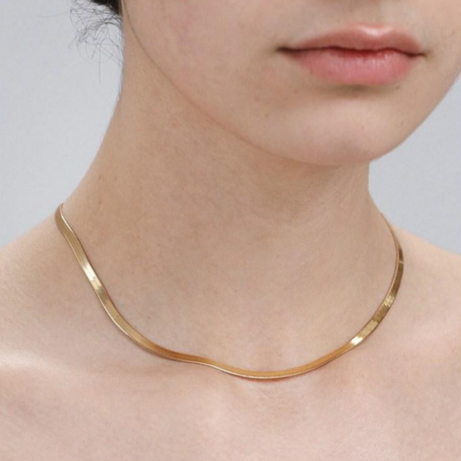 Ramlove 18k 스네이크 목걸이 체인 심플 통근 액세서리 명품 선물 도금 발암물질 미포함 CJR-SSZ001