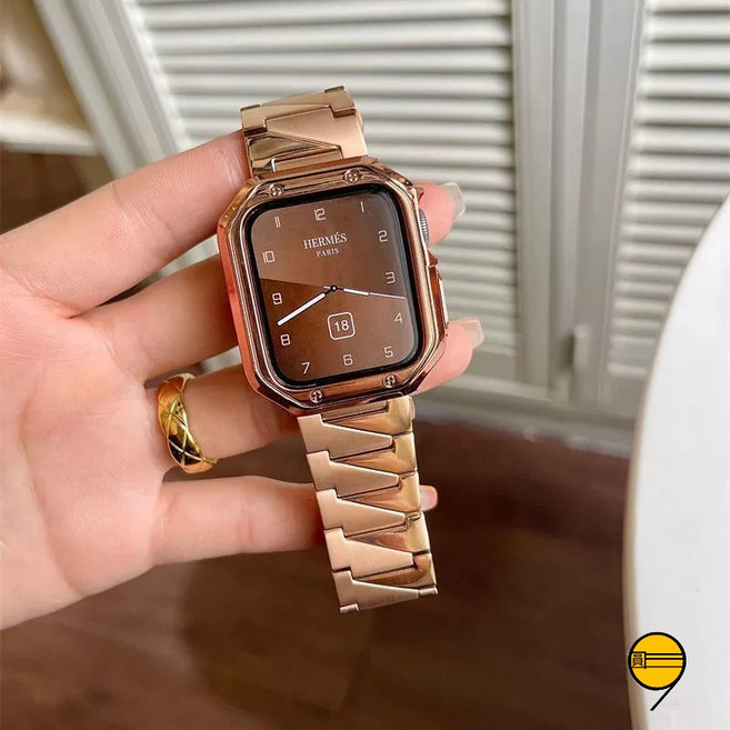 蘋果錶帶 適用於 Apple Watch 不鏽鋼錶帶 金屬錶帶, 金色+金色鎧甲殼,49mm（Ultra1/2/3）通用, 1個