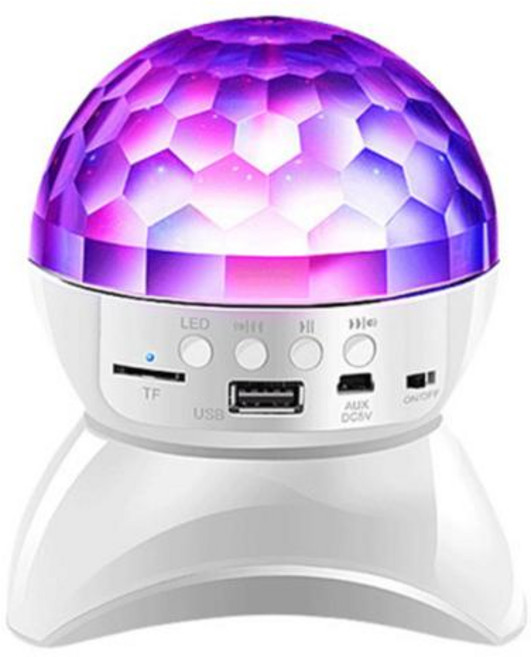미러볼조명 노래방조명 싸이키 DJ 디스코 라이트 USB 충전식 회전 볼 램프 생일 파티 장, 2) White