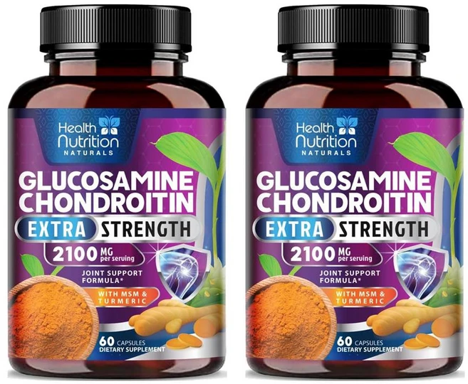 Health Nutrition Naturals 헬스뉴트리션 글루코사민 콘드로이친 MSM 강황 엑스트라 스트렝스, 2개, 60정 - 쿠팡