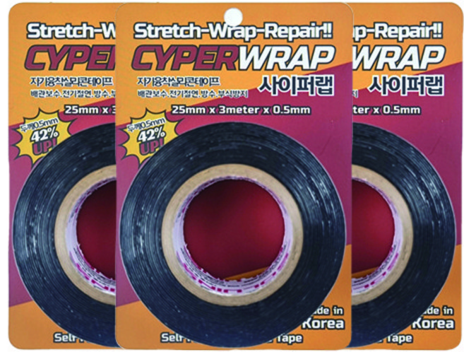 사이퍼랩 자기융착 실리콘테이프 25mm x 3m 검정, 3개