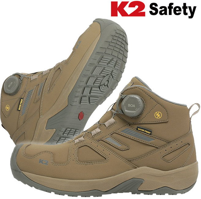K2세이프티 K2-120TN 천연가죽 논슬립 방수 절연 안전화 현장 안전 작업화, 1개, CAMEL