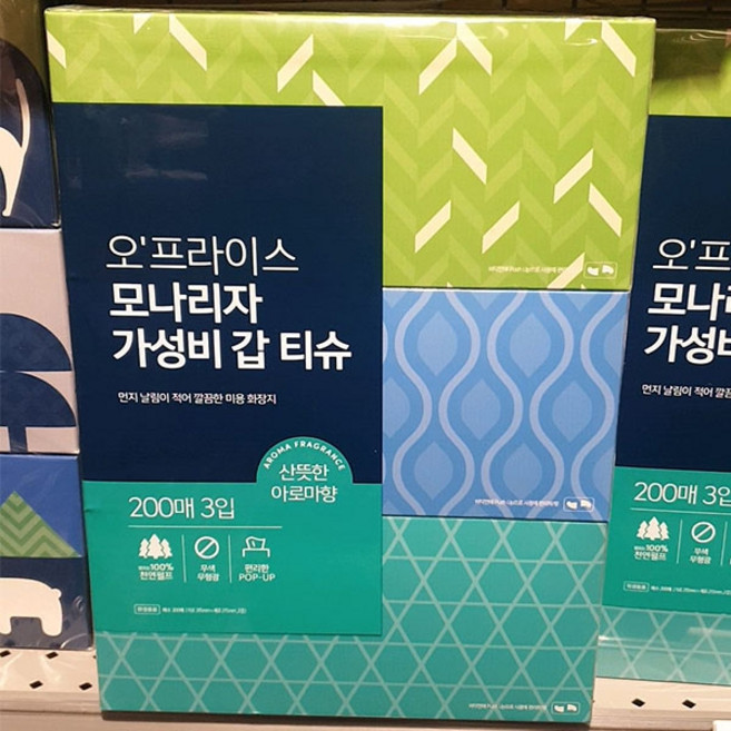 오프라이스 모나리자 가성비 갑 티슈, 200매, 3개