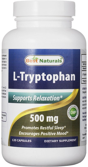 Best Naturals 左旋色胺酸膠囊 500mg 無麩質 無糖, 120顆, 1罐