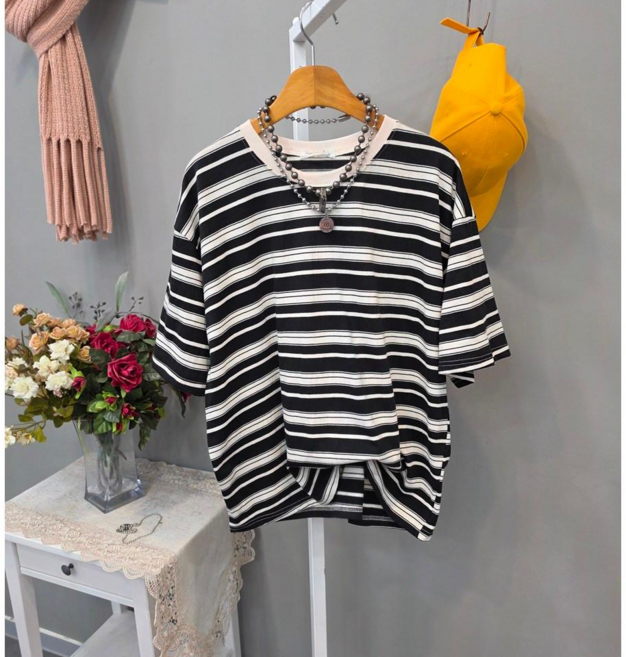 산트리 스트라이프 여유핏 반팔티