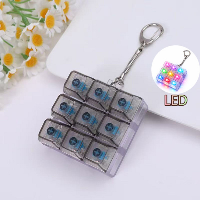 치프몰 기계식 키보드 투명 키캡 LED 열쇠고리 9캡, 1개, 검정색