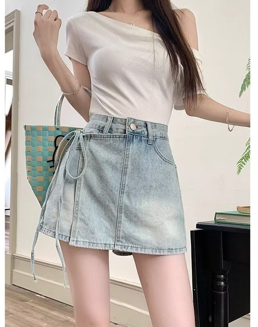 DIU 不規則牛仔裙A字裙短裙高腰半身裙女夏新款包臀裙半裙褲裙潮