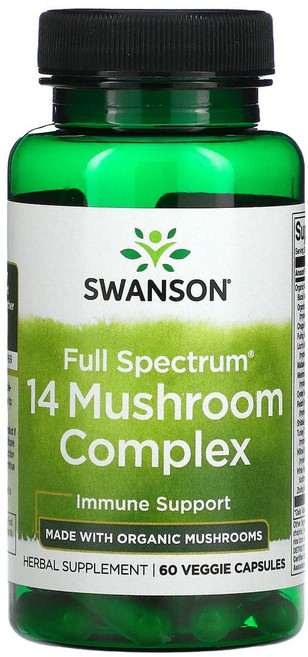 스완슨 풀 스펙트럼 14종 버섯캡슐 슈퍼이뮨 베타글루칸, 1병, 60정, 1개