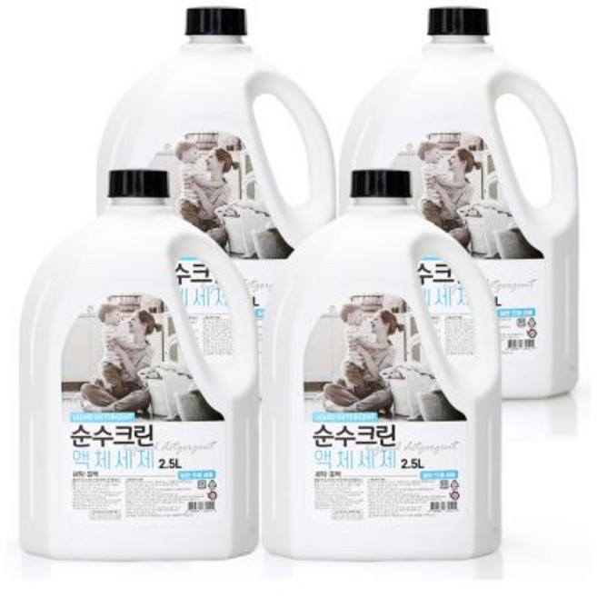순수크린 플로럴 액체세제 실내건조 대용량 자연유래성분, 2.5L, 4개