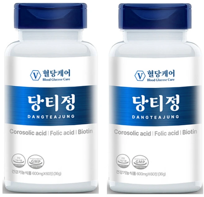 당티정 60정 식후 혈당 케어 관리 조절 바나바잎 추출물 코로솔산 엽산 비오틴, 2개 - 쿠팡
