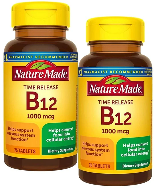 네이처 메이드 비타민B12 1000mcg 타임릴리스 타블렛 Nature made Vitamin B12 Tablets, 2개, 75정 - 쿠팡