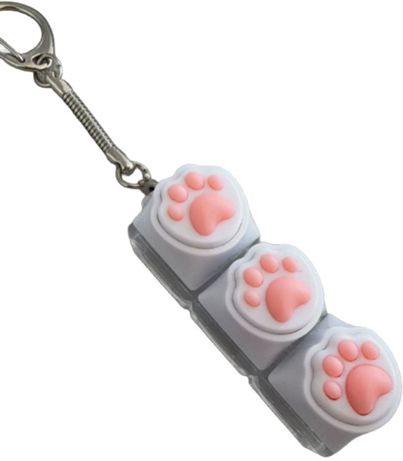 치프몰 고양이발 키보드 열쇠고리, 1개, 일자 3캡