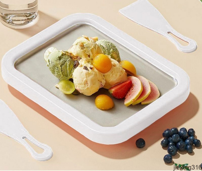 철판 아이스크림 메이커 스텐304 간식만들기 치즈 쿠키 만들기 아이스크림팬, 화이트