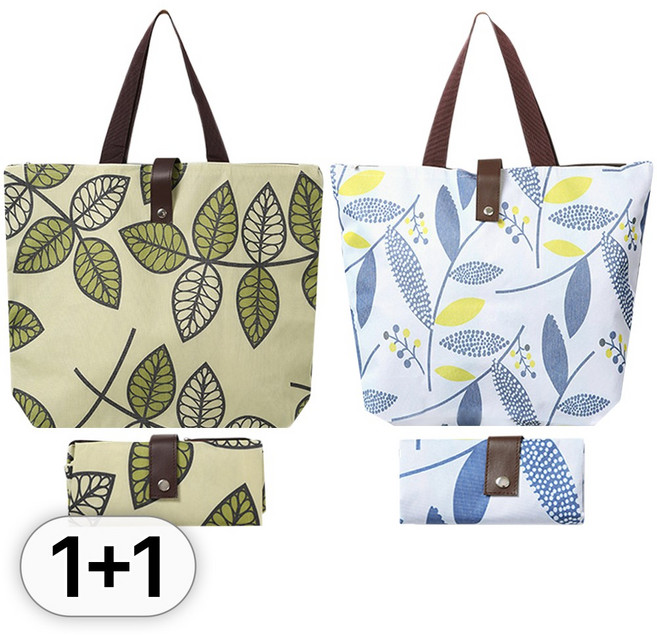 투데이리빙 1+1 접이식 휴대용 장바구니 에코백 여행 피크닉 도시락 쇼핑 시장 바구니 폴딩 가방 쇼핑백 숄더백 쇼퍼백