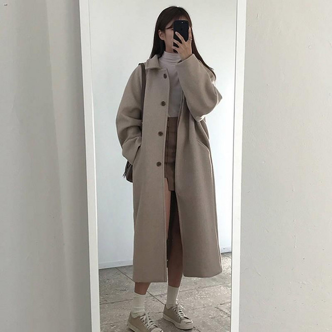 毛呢外套 毛呢大衣 外套大衣 秋冬季新款呢子外套女學生韓版矮個子加絨加厚中長款毛呢大衣
