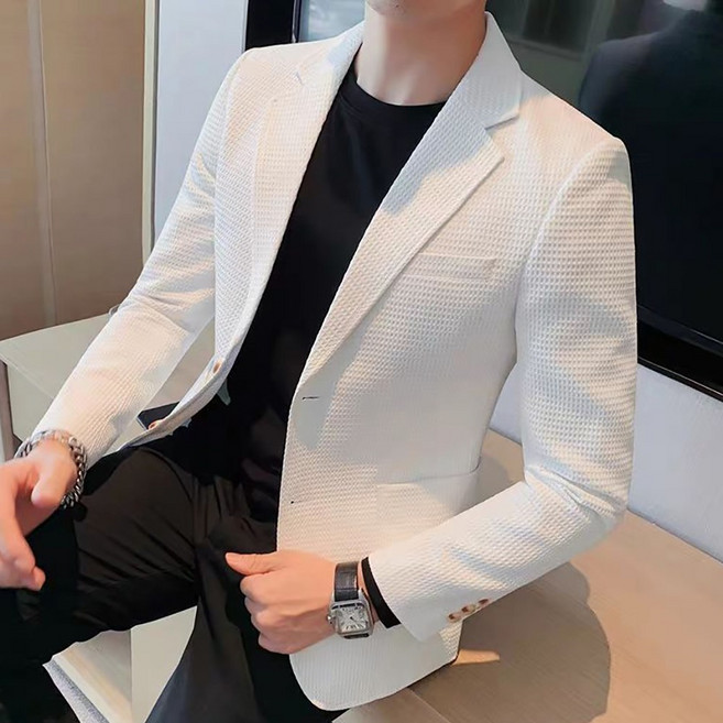 ROYALBELLE 남성 싱글 버튼 테일러드 카라 슬림핏 캐주얼 정장 데일리 블레이저 B06020737