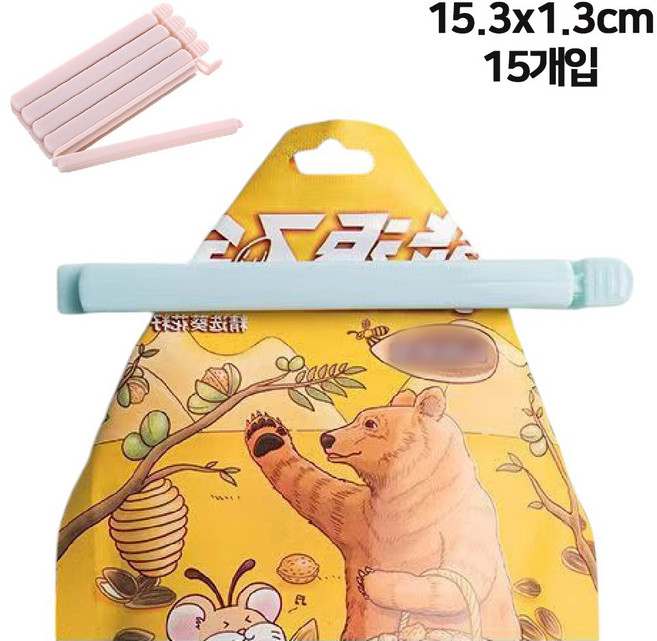 바이트 신선도 유지 방습 봉지집게 대형, 15개, 핑크